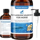 Huile de saumon sauvage de l'Alaska pour chevaux, démangeaisons, huile de poisson Omega 3 EPA+DHA Acides gras, supplément de peau et de manteau pour chevaux, soutien de la fonction articulaire, immunitaire et santé cardiaque
