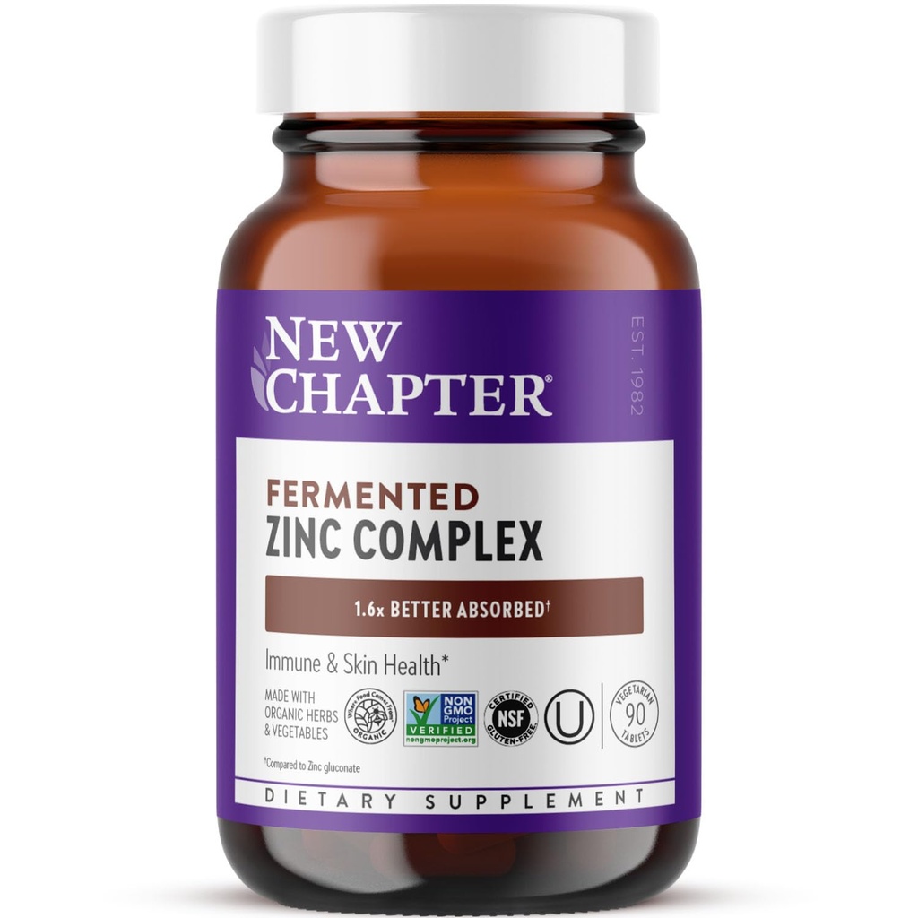 Neue Kapitel Zink-Ergänzung, Fermented Zinc Complex, ONE Täglich für Immununterstützung + Hautgesundheit, Mineral-Balancing Formel Reich an Kupfer, einfach zu Swallow & Digest, 90 Zähler (3 Monate Versorgung)