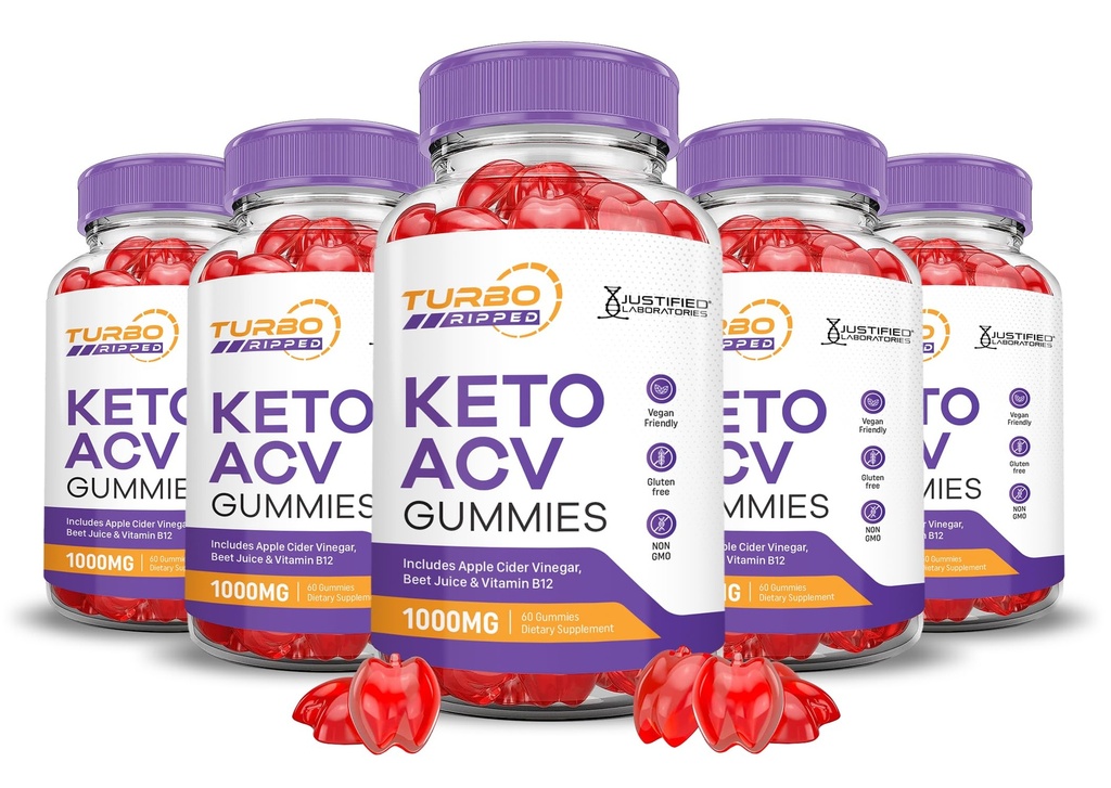 (5 Pack) Turbo Ripped Keto ACV Gummies Advanced Formula 1000MG Turbo Ripped Keto Gummies Apfel Apfel Apfelegar Formuliert mit Granatapfel-Essigpulver B12 Vegan Non GMO 300 Gummys
