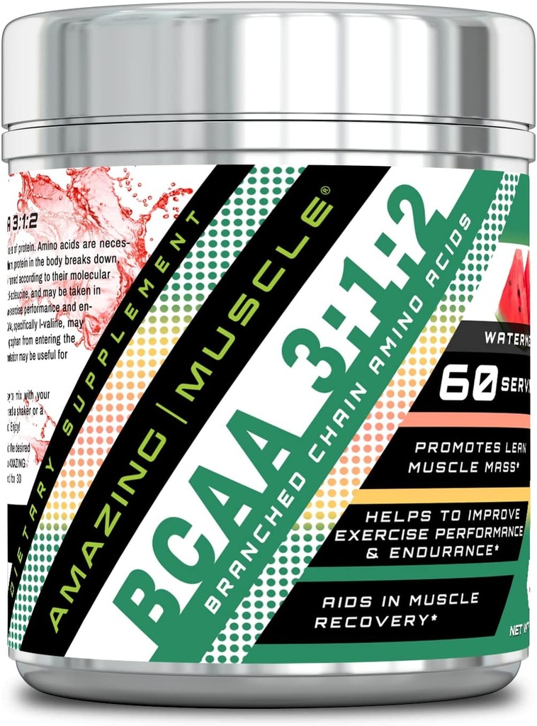 Erstaunliche Muskel BCAA 3:1:2 Ergänzung | 60000 Mg pro Servieren | 60 Servierungen | Wassermelone Flavor