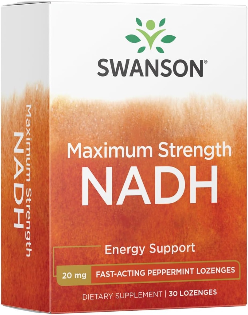 Swanson Maximum Strength NADH - Fast-Acting Peppermint Lozenges zur Förderung der Gehirngesundheit und Energie-Unterstützung - Vitamin B3 Coenzym zu helfen, Fett zu bekämpfen - (30 Tabletten, je 20mg) 1 Pack
