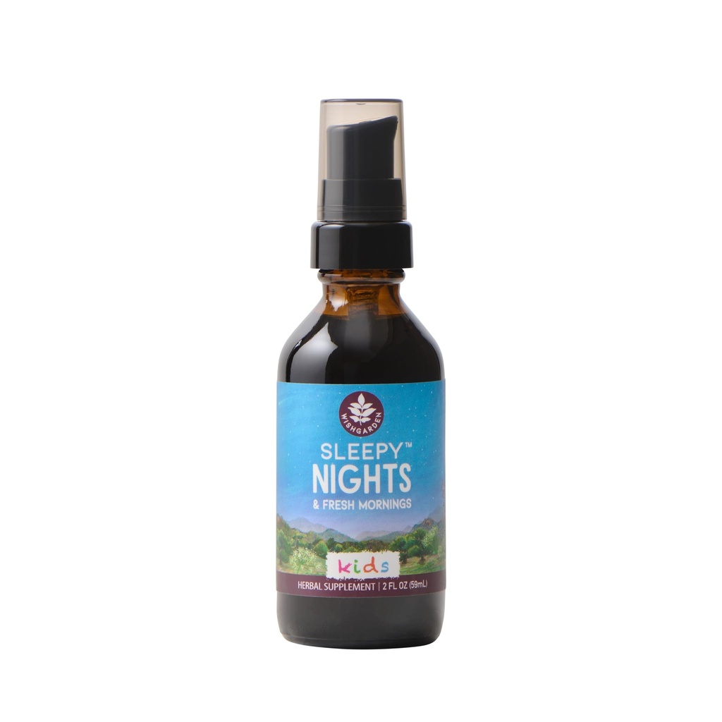 WishGarden Kräuter Schlafende Nächte für Kinder - All-Natural Kräuter Schlafhilfe Tinktur ohne Melatonin, Organische Schlafergänzung mit Passionflower & Scullcap, Unterstützt sichere und restliche Tiefschlaf, 2oz
