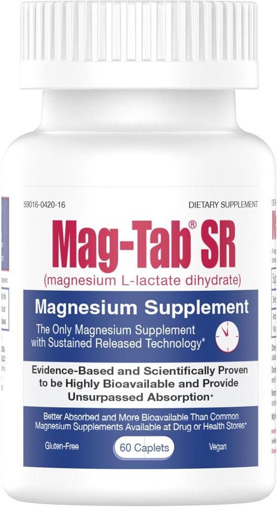 Erweiterte Freisetzung Magnesium Lactat Lieferung für 10x Bessere Absorption-Mag-Tab SR (Sustained Release) 60 Count-Supports Schlaf, Muskel-Krebs, Magnesium Mangel Gesundheit Problem (60)
