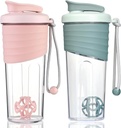 Shaker Bottle for Protein Mixes,24 oz (2 Pack),Protein Shaker Bottles mit Whisk Ball, Mixer Bottle, Protein Bottle,Portable Pre Workout Whey Protein Drink Shaker Cup,Pink, Teig