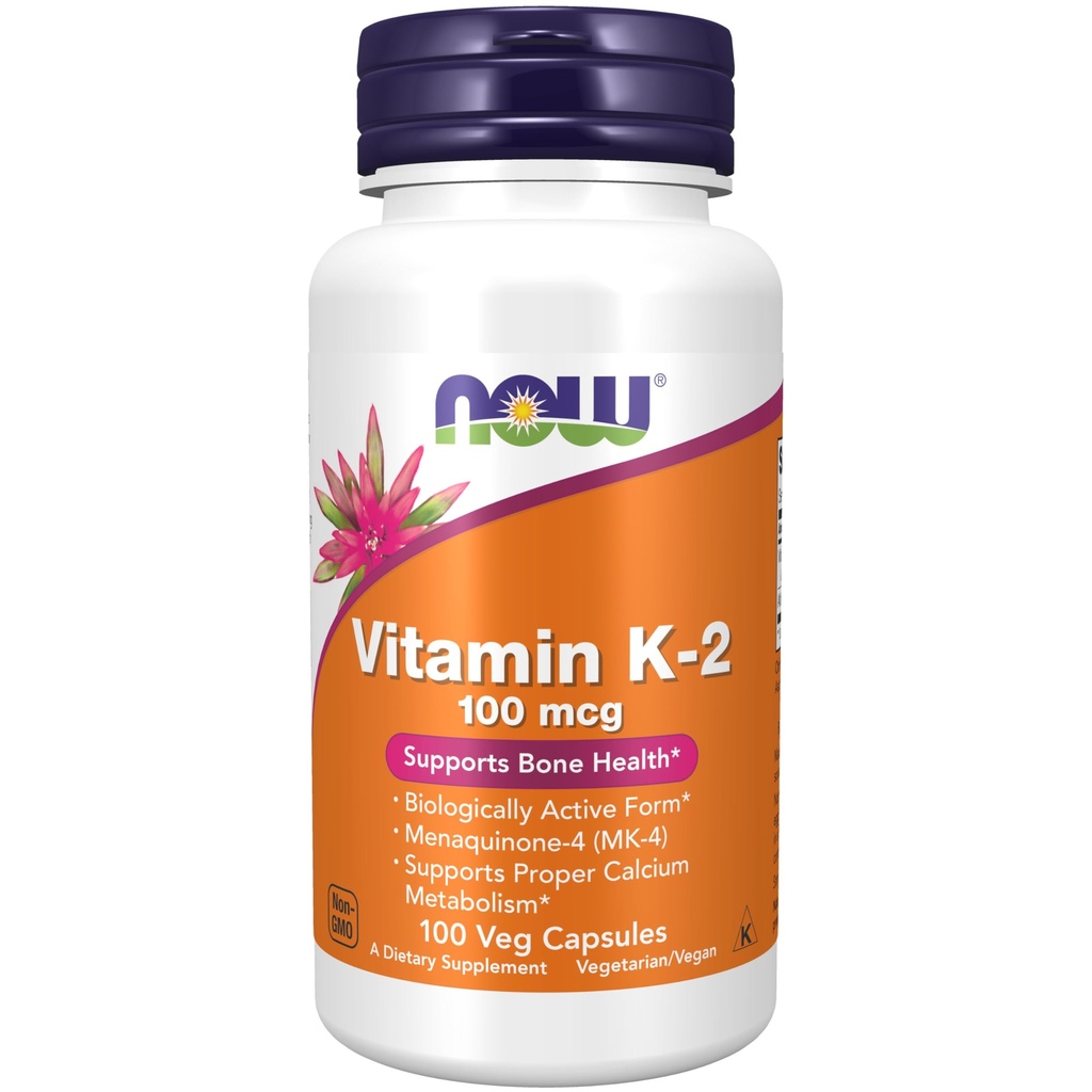 MAINTENANT compléments alimentaires, vitamine K-2 100 mcg, ménaquinone-4 (MK-4), soutient la santé osseuse*, 100 gélules