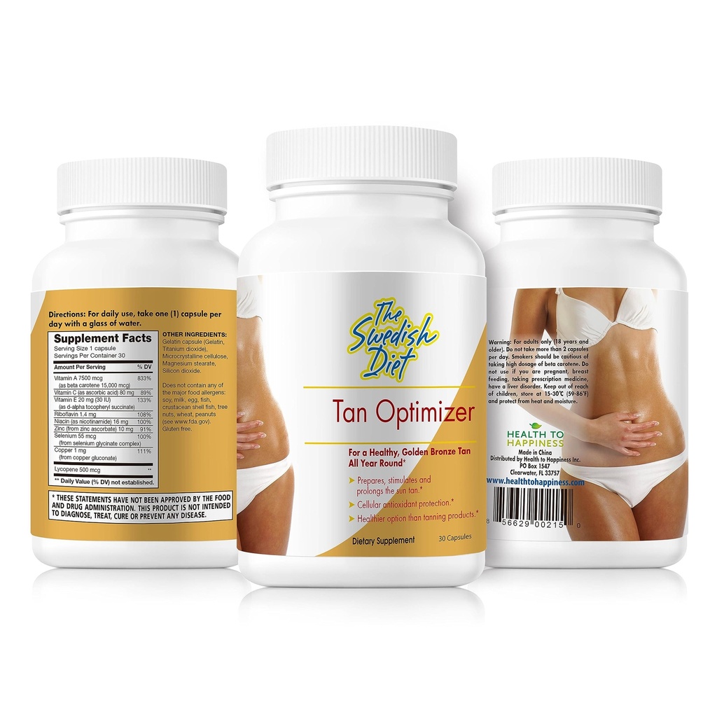 Tan Optimizer – Zuckerfreie Gerbstoffe mit 25.000 IU Vitamin A, Beta Caroten & Antioxidantien für Hautgesundheit & Immununterstützung – 30 Kapseln