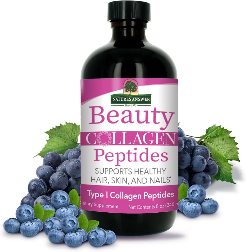 La réponse de la nature Beauté Collagène Peptides 8 Fluides Ounces (Hair, Skin & Nail Support) Sans gluten Sans alcool Sans OGM Sans cruauté