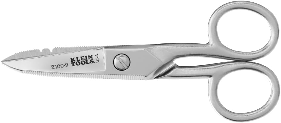 Klein Werkzeuge 2100-9 Edelstahl Elektroschere, Made in USA, 5.25-Zoll Freihandgriff Schnips, Stripping Notches, rutschfeste Klinge