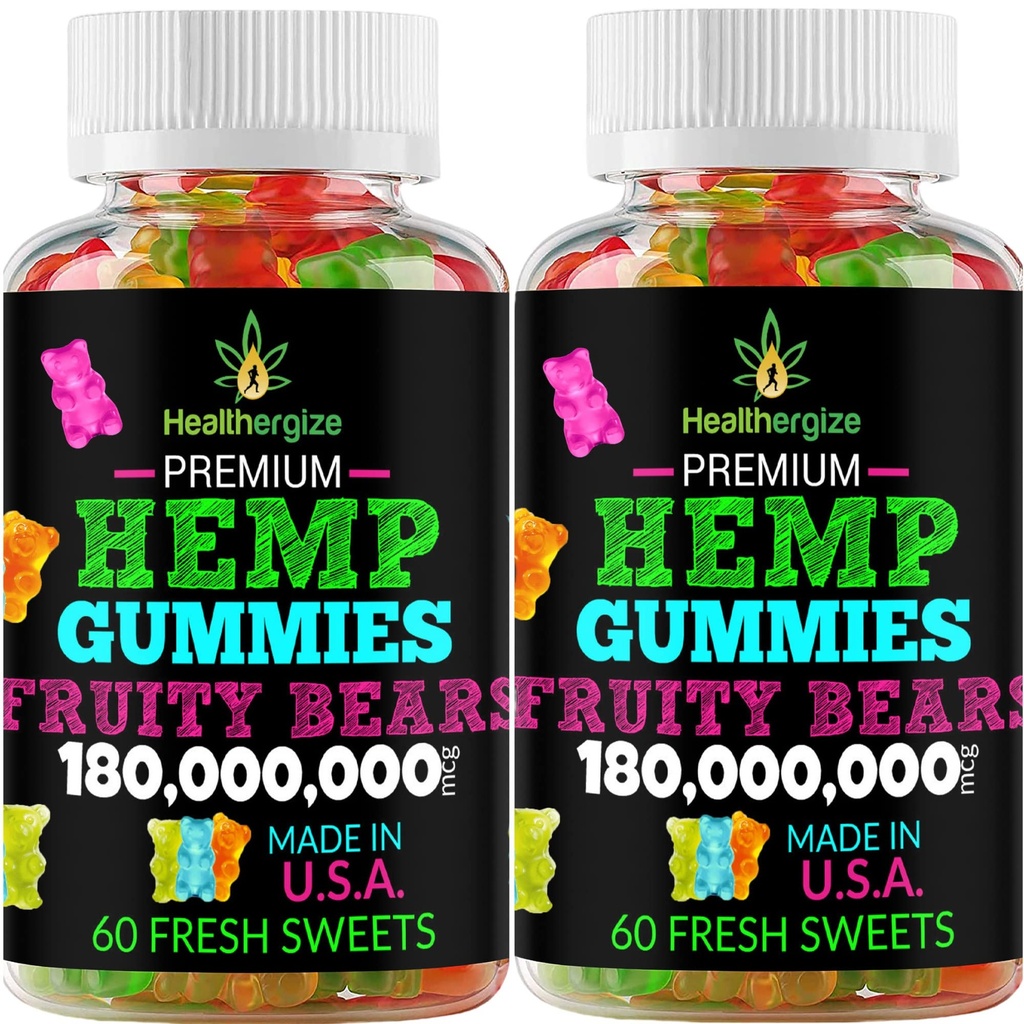 2PACK Hanf Gummis Premium Hanf Gummy Bären-für Schlaf, ruhig, Relax-Omega Hanföl, Natürliche High Potency Hanf Party Edibles-Made in USA