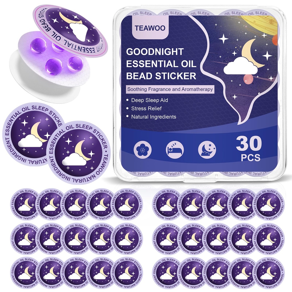 Patchs de sommeil pour adultes et enfants, Patchs d'aide au sommeil à l'huile de sommeil Goodnight bead (30 PCS, service jusqu'à 120 nuits), formule améliorée de rêve doux avec ingrédients végétaux 100% naturels