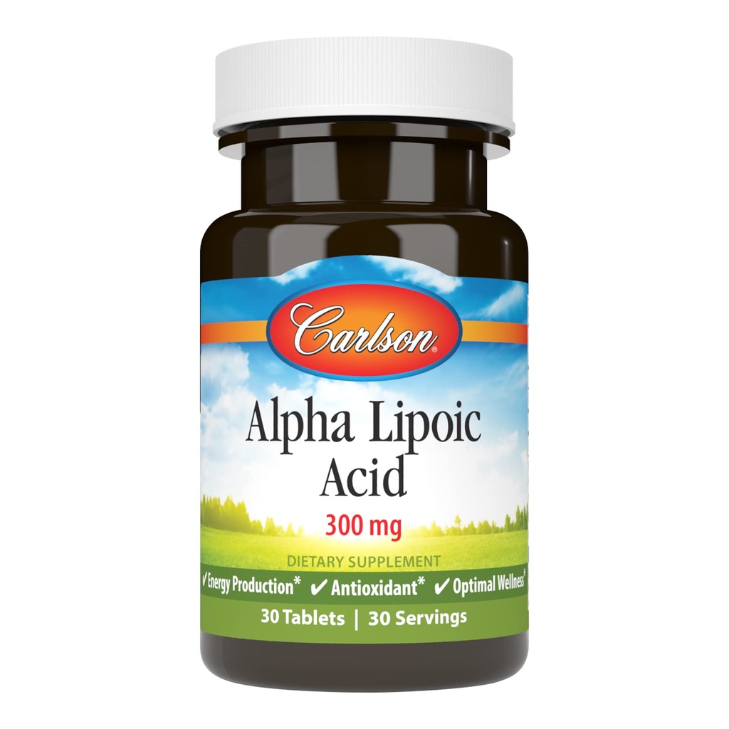 Carlson - Alpha Liponsäure, 300 mg, Energieproduktion, Universal Antioxidans, 30 Tabletten