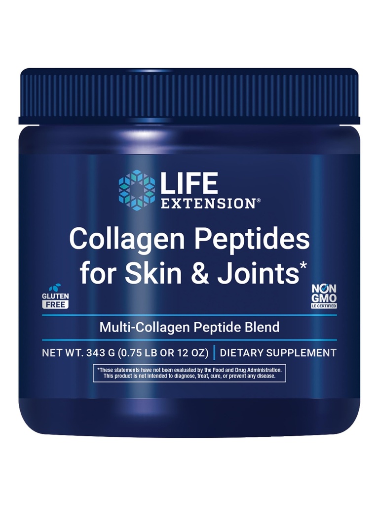 Life Extension Collagen Peptide für Haut und Gelenke, Collagen Types I, II & III in einem Easy-Mix-Pulver, Glutenfrei, Non-GMO, Nettogewicht 343 Gramm