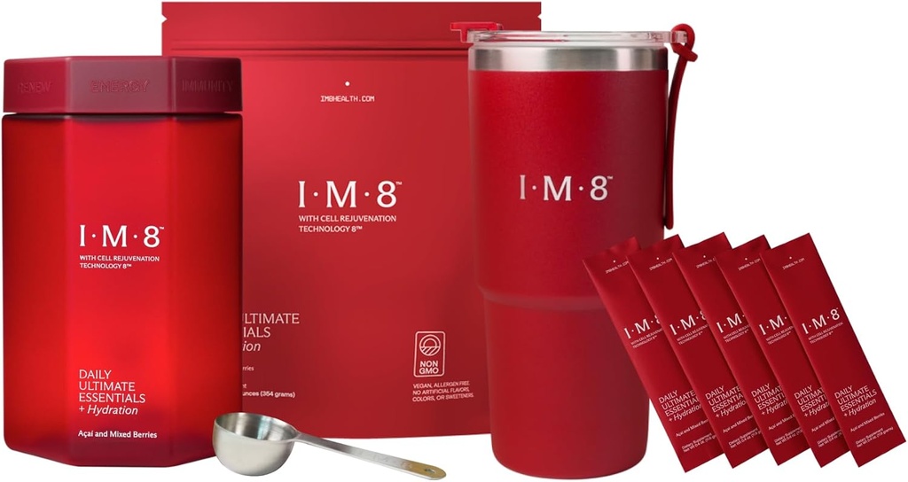 IM8 Beckham Stack Set, Longevity NAD Supplement & Essentials All-in-One Multivitamin Supplement Powder, for Anti Aging & Overall Wellness (30 Servings, Beckham Stack - Starter Kit)