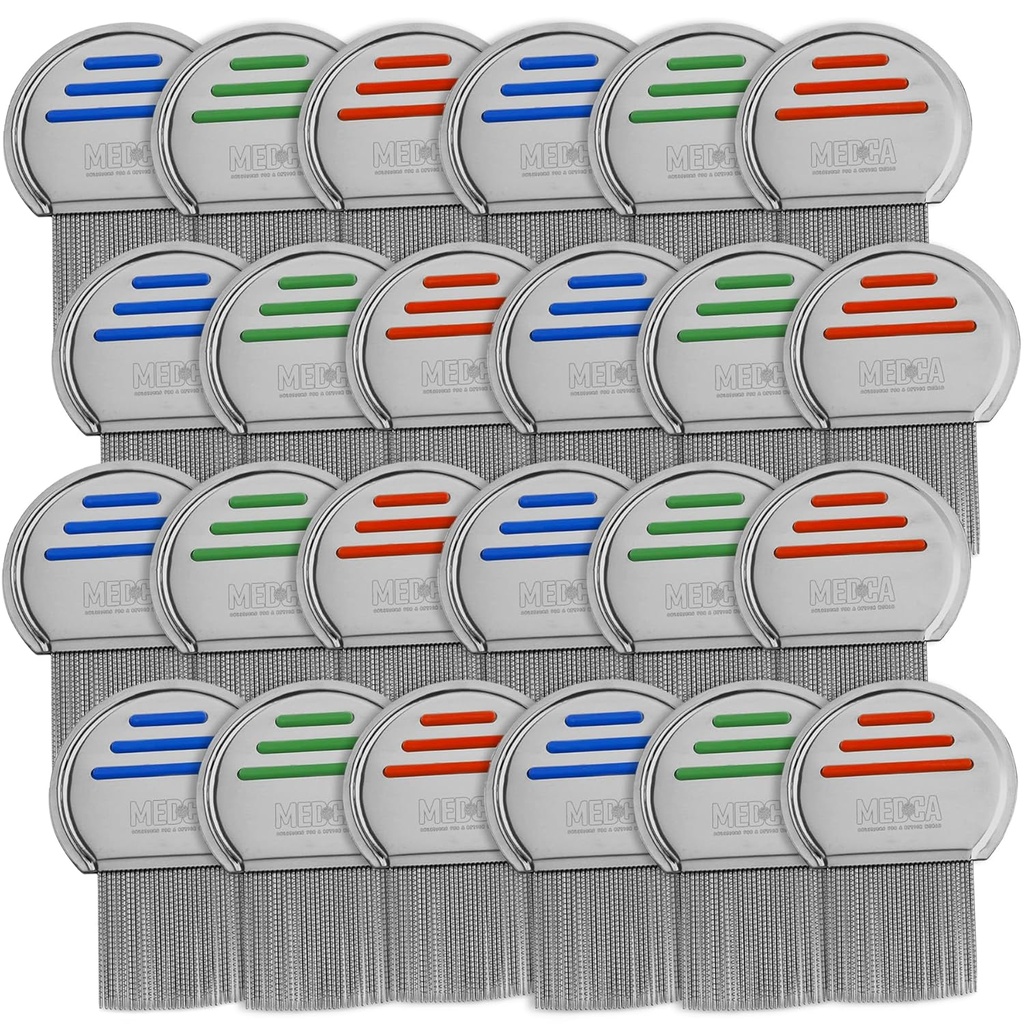 Lice Comb - (Pack von 24) Kopf-Lice-Behandlung, die individuell verpackte professionelle Edelstahl-Louse und Nit Combs entfernt Eier mit abgerundeten Tipps für Komfort