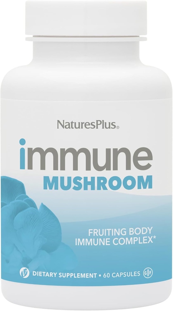 Natures Plus Champignon Immuni - 60 Capsules - Complexe d'Immune Corps Fruit - de sept champignons différents - Livré des micronutriments clés - végétalien, sans gluten - 30 portions