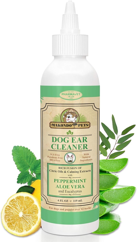 Dog Ear Cleaner Lösung mit Pfefferminz Aroma | Seine natürlichen Extrakte hilft bei Hundeohrmilben Behandlung durch Entfernen von Wachs, Debris & Odor | Hund Ohr Wash/Otic Katze Ohr Reiniger Tropfen | Welpenreiniger