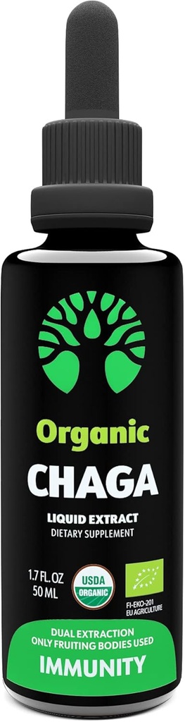 LOOV Organic Chaga Tincture – 50 Servierungen – Nur Fruchtkörper – Antioxidans & Immununterstützung