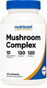 Nutricost Pilzkomplex-Ergänzung, 120 Kapseln für 120 Portionen pro Flasche - 10 Pilzmischung (enthält Reishi, Maitake, Shiitake, Lion's Mane und mehr) - Nicht-GVO und Glutenfrei