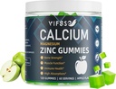Calcium-Magnesium Zink-Gummien 600mg mit Vitamin D3 K2, 120 Gummi pflanzenbasierten zuckerfreien Calcium-Gummien hohe Absorption Komplex Calcium-Ergänzung 70+ Trace-Mineralien für Knochenstärke, Vegan
