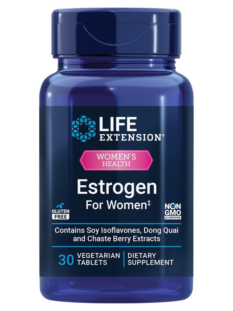 Lebensverlängerung Estrogen für Frauen, Hilft, heiße Flashes und Nacht Sweats, Soy isoflavones, Norwegen Spruce Extrakt, Chasteberry, Hormon-frei, Glutenfrei, Non-GMO, Vegetarisch, 30 Tablet