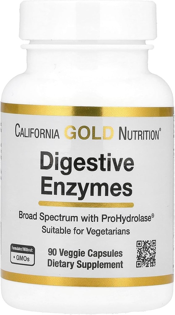 California Gold Nutrition Verdauungsenzyme, Broad Spectrum, Geeignet für Vegetarier, 90 Veggie Kapseln