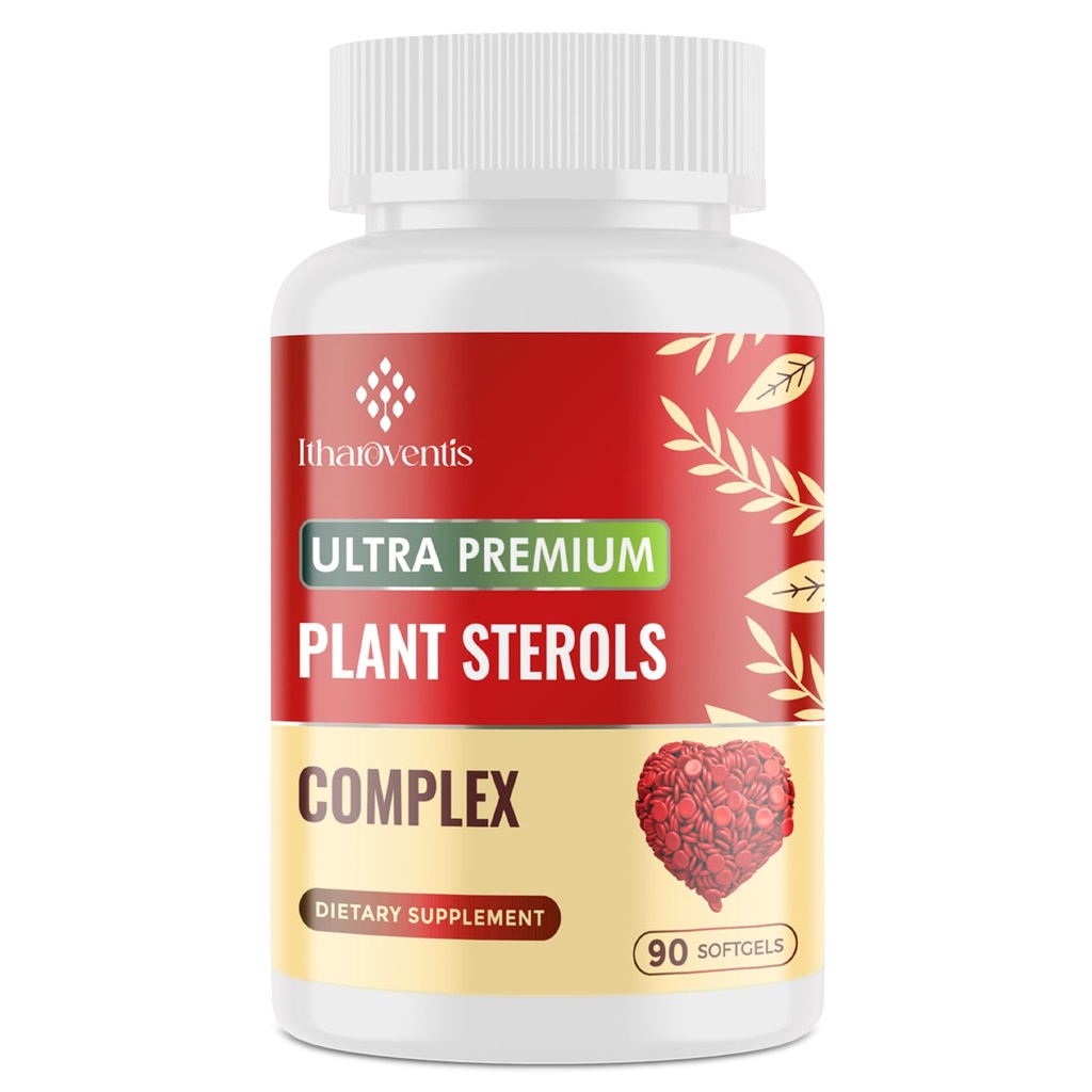 Cholesterin-Ergänzungen mit Pflanzen Sterolen, Niacin, Red Yeast Rice, Bergamotte, Omega-3 & Knoblauch - Angepasste Absorptionsformel - 90 Softgels