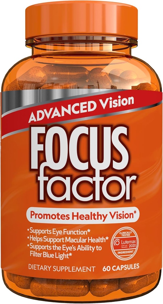 Focus Factor Advanced Vision Formula (60 Compte) - Vitamines oculaires avec vitamine C, vitamine E, Lutemax® 2020 - Lutéine et Zeaxanthin Supplément pour le soutien de la santé oculaire