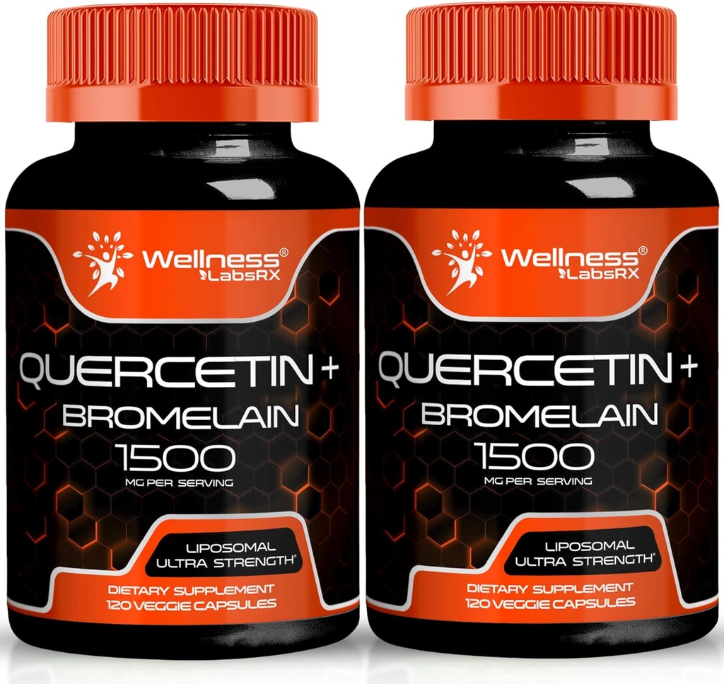 Quercetin mit Bromelain-Ergänzung - 1500mg - Immununterstützung und Herzgesundheit Kapseln für Männer und Frauen, Quercetin-Ergänzungen hilft Gemeinsames und gesundes Atmungssystem - 120 Count (2 Pack)