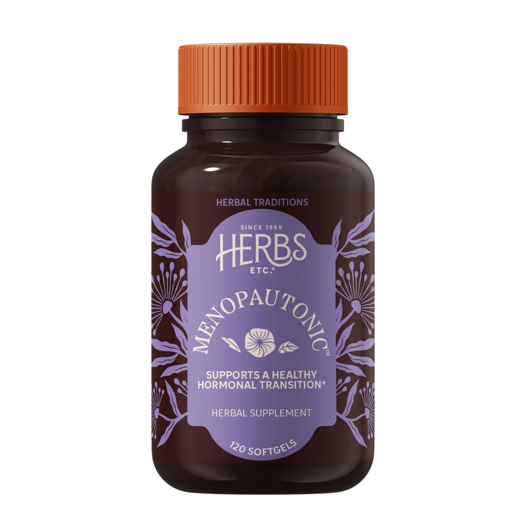 Herbs Etc. Menopautonic Softgels - Essential Supplement für Damen - Hormonelle Übergangsunterstützungsergänzung - Angebote Menopausaler Support mit Dong Quai & Mutterwort - 120 Softgels (120 Servietten)