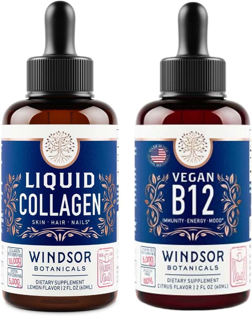 BOTANIQUES DE WINDSOR Vitamine B12 Collagène liquide et liquide avec biotine - Groupe énergie et bien-être