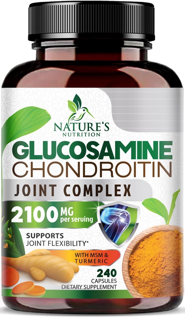 Glucosamine Chondroitin MSM 2100mg Complex - Joint Support Supplement für Gelenke Mobilität & Komfort für Männer und Frauen mit Turmeric & Boswellia, Triple Strength Glucosamine Supplements - 240 Kapseln