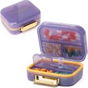 Toplive 7 Compartments Portable Pill Organizer Reise Medizin Pill Organizer, Moisture Proof Small Pill Case Pocket Pill Holder Daily Pill Container Box für Fischöl Vitamine, Lila