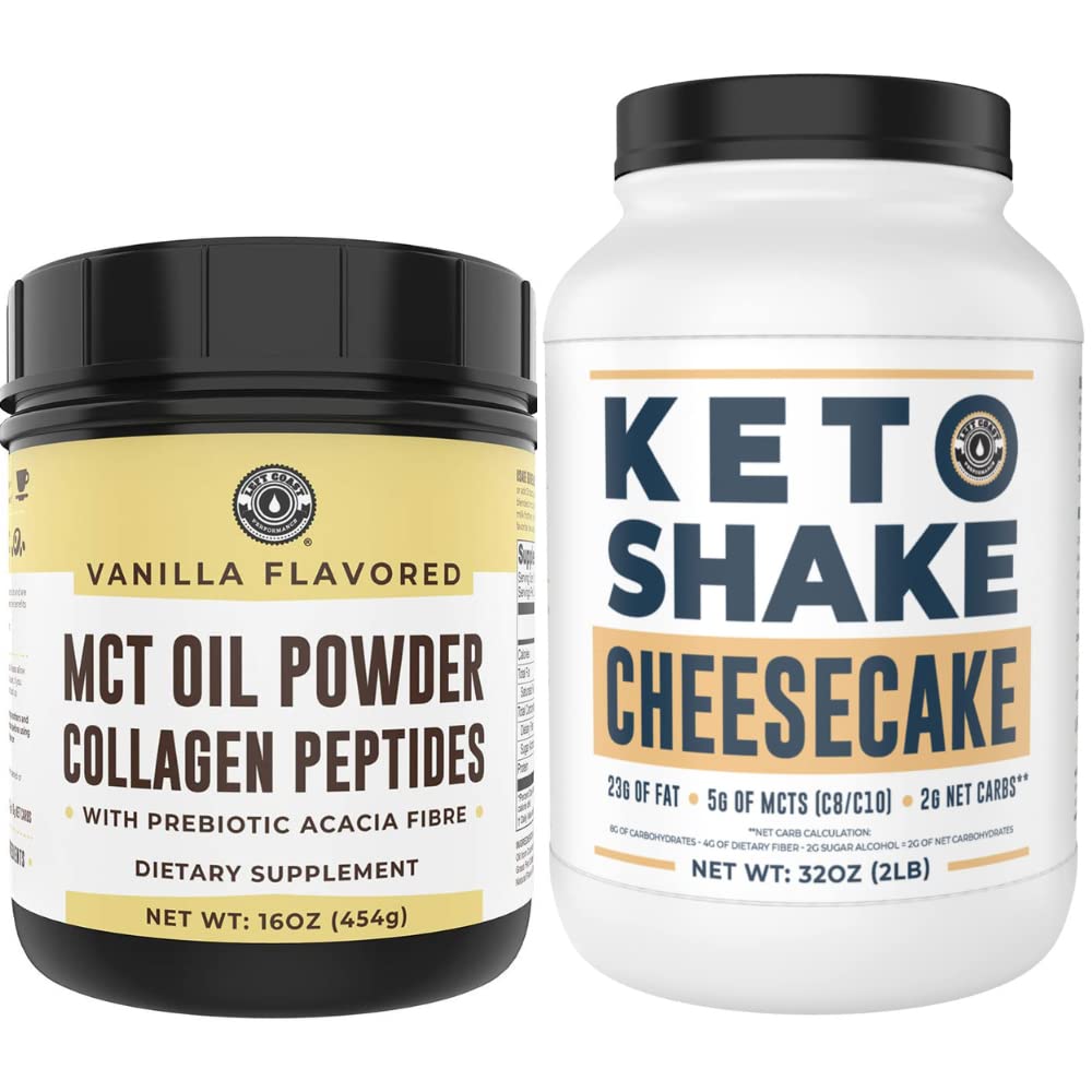 Left Coast Performance Keto MCT Pulver + Kollagen und Keto Käsekuchen Mahlzeit Ersatz