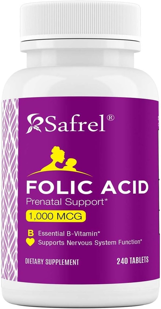 Eichhörnchen Folsäure 1000 mcg (1 mg) - Vitamin B9-240 Tabletten, essentielles pränatales und postnatales Vitamin für die fetale Entwicklung, Rote Blutzellproduktion, Zell- und Neuralentwicklung | Non-GMO, Vegan