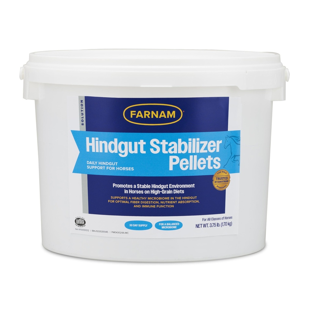 Farnam Hindgut Stabilisateur Pellets, Supplément quotidien digestif et immunitaire pour chevaux aide à maintenir un microbiome équilibré pour la digestion optimale