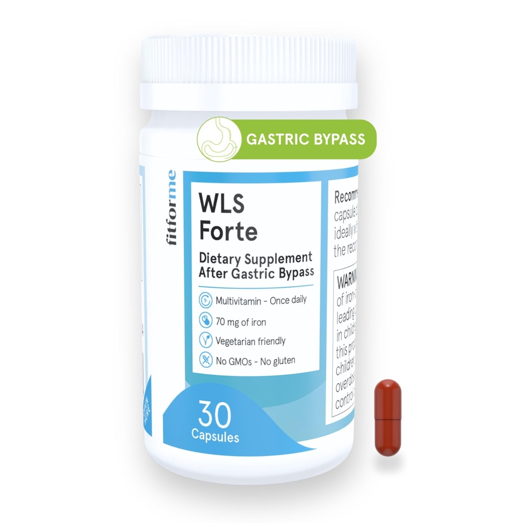 FitForMe Bariatric Multivitamin mit Eisen, Maßgeschneidert für Magen-Bypass-Schirurgie – One-a-Day Capsule, 30-Day Supply, Easy-to-Swallow WLS Forte Capsule, wissenschaftlich geformt – für Männer & Frauen