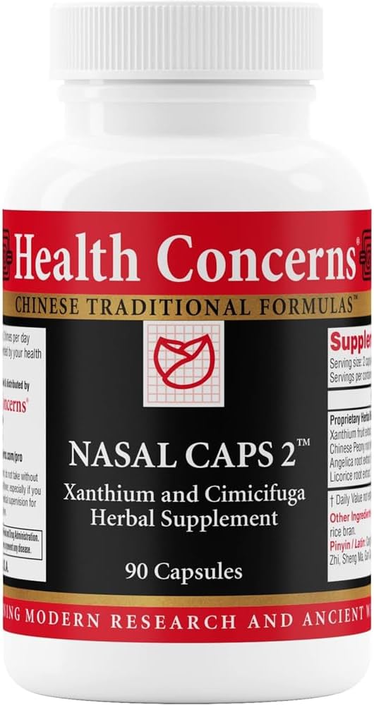 Gesundheit Besorgt Nasal Caps 2 – Sinus & Nasal Support Supplement – Nose Congestion & Sinus Pressure Support – Traditionelle chinesische Formel mit Xanthium, & Cimicifuga – 90 Kapseln