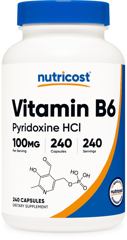 Nutricost Vitamin B6 (Pyridoxin HCl) 100mg, 240 Kapseln