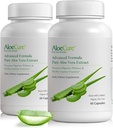 AloeCure Organic Aloe Vera Kapseln, 160.000mg Innere Aloe Blatt Äquivalent per Servieren, Stützgut, Verdauungs- und Immungesundheit, hilft Balanced Stomach Acidity, Aloin Free, 60Caps x 2Btl