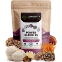 Leistung 15 Pulver Pilzmischung Ergänzung 100g | Hohe Festigkeit Extrakt Complex | Mit Lions Mane, Türkei Tail, Cordyceps, Reishi, Chaga & Tremella | 20% Beta-D Glucans | Immunität und Vitalität Unterstützung