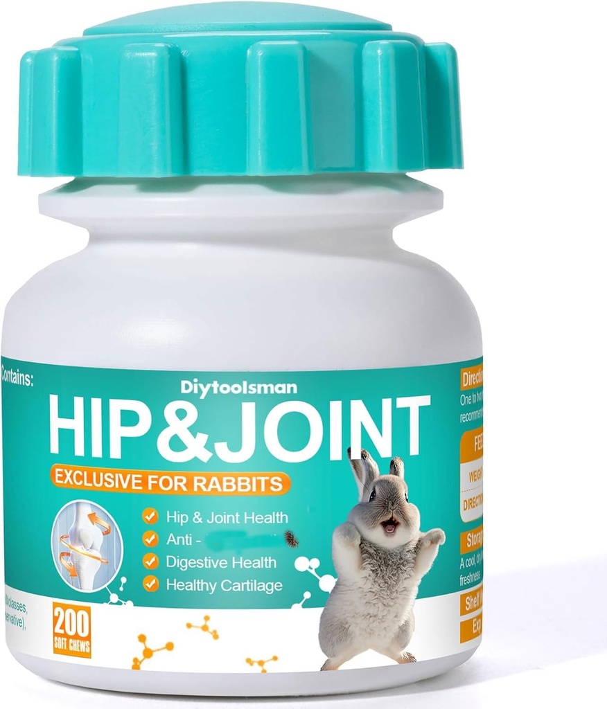 Joint Support Kaninchen, 200 Tabletten, Anti-Entzündungsunterstützung für Kaninchen mit Glucosamin, Chondroitin und MSM, Joint Pain Relief, Förderung Knorpelwachstum, Vet-Approved Science Formula