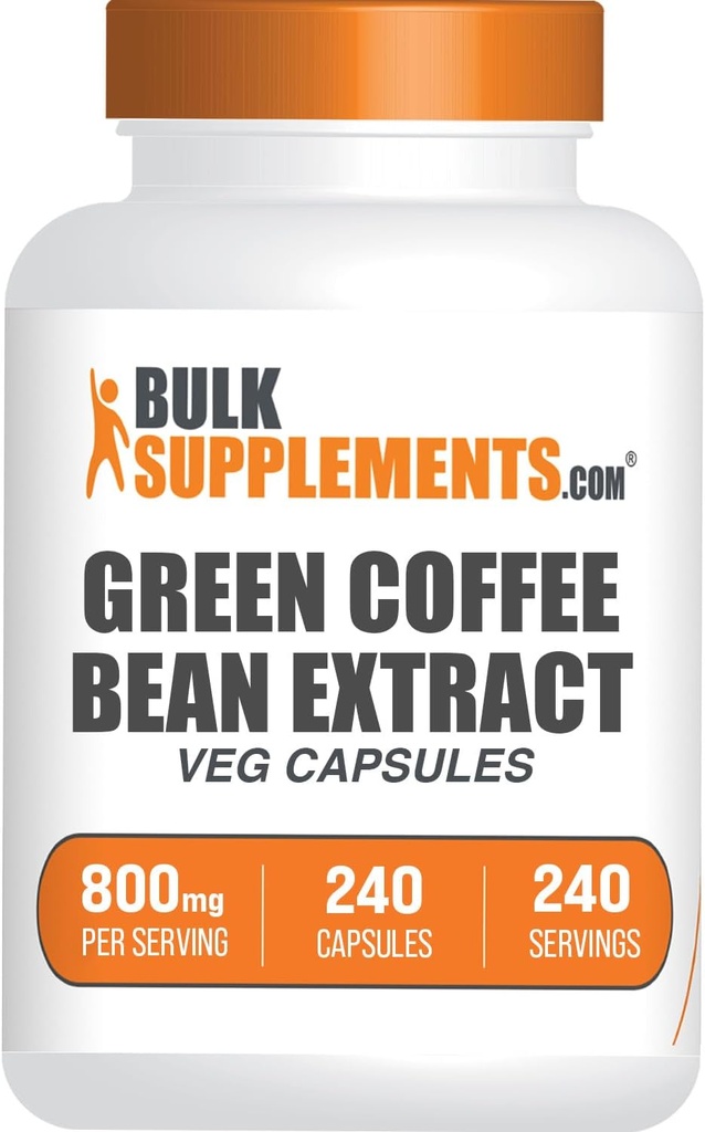 BulkSupplements.com Capsules Green Coffee Bean Extract - Suppléments Green Coffee Bean, Capsules Green Coffee Bean - Green Coffee Bean 8000mg, Vegan - 1 Capsule par portion, 240 Capsules de Veg