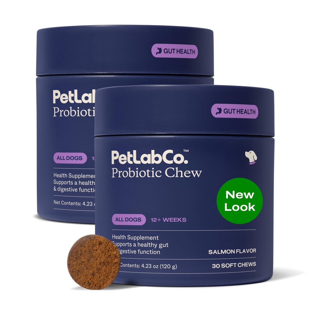 PetLab Co. Probiotics for Dogs, Support Gut Health, Occasional Diarrhea, Digestive Health & Seasonal Allergies - Salmon Flavor - Packaging May Vary - 30 Soft Chews Pack von 2