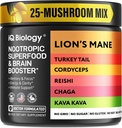 Kava Kava Root Cordyceps Lions Mane Reishi Mushroom Supplement, Nootropic Mushrooms Kapseln Kava Kava Extrakt, Pilz Vitamine für Frauen, Ashwagandha, Magnesium - 60 Caps (1 Packung)