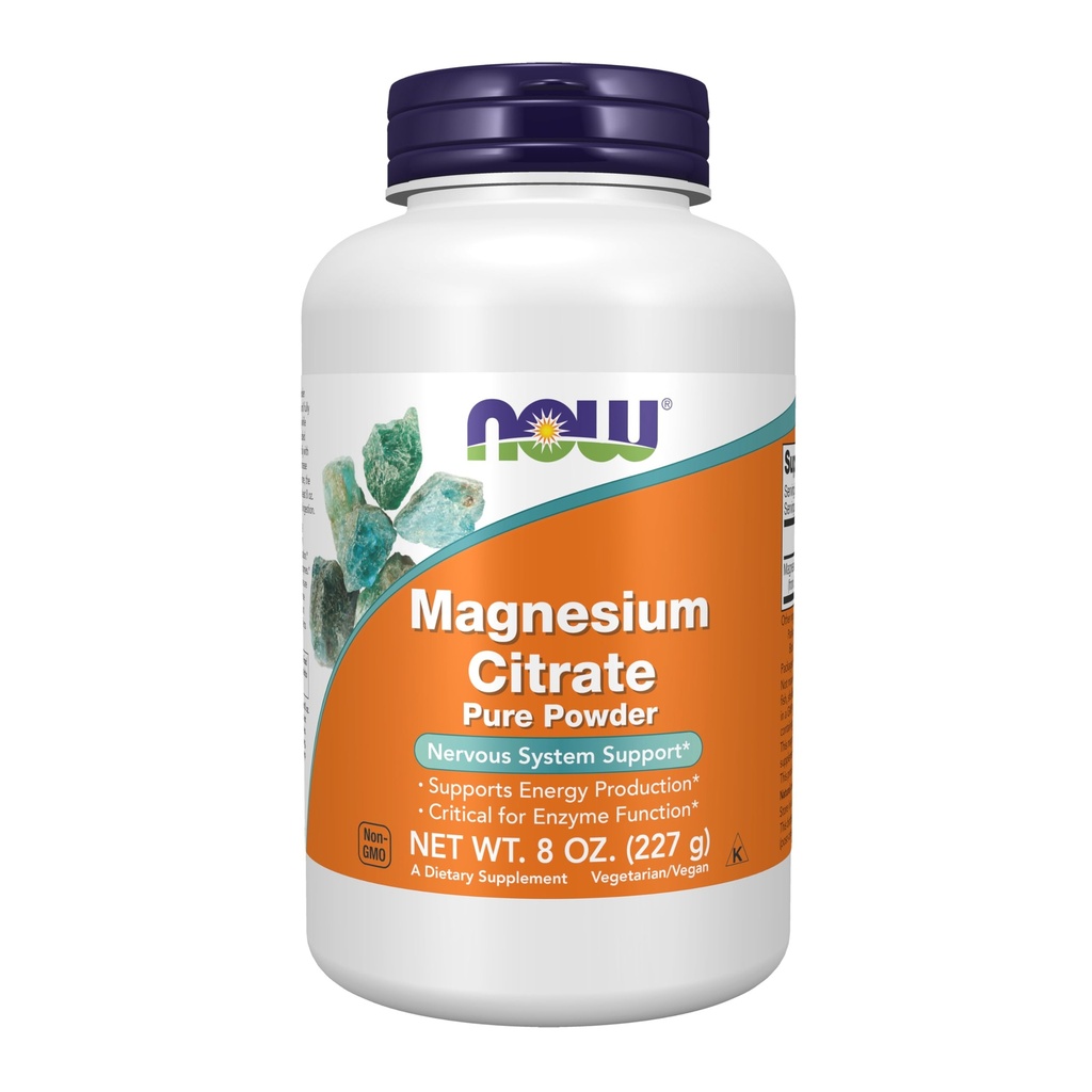 MAINTENANT compléments alimentaires, poudre pure de citrate de magnésium, fonction enzymatique*, support du système nerveux*, 8-Ounce