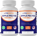Vitamatic Apple Pectin 700mg – 120 Vegetarische Kapseln pro Flasche | 2-Pack (240 vegetarische Kapseln) Natürliche Nahrungsfaser-Ergänzung – Unterstützt Verdauungs- und Regelmäßigkeit*