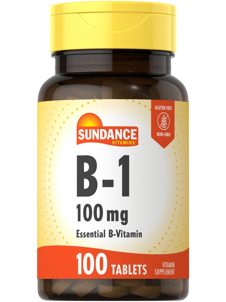 Sundance Vitamin B-1 | 100mg | 100 Tabletten | Essential Vitamin Supplement | Vegetarisch, Non-GMO und Glutenfreie Formel