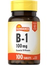 Sundance Vitamin B-1 | 100mg | 100 Tabletten | Essential Vitamin Supplement | Vegetarisch, Non-GMO und Glutenfreie Formel