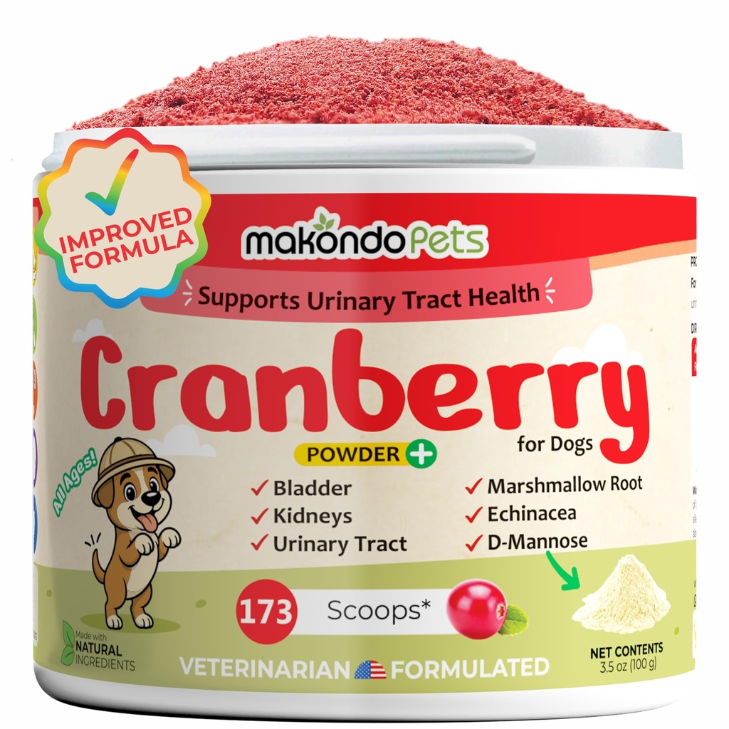 Cranberry für Hunde in Pulver - Urinär Trakt Gesundheit, Hund UTI, Blasenunterstützung, Blasensteine, Inkontinenzunterstützung, Cranberry Supplement - Bacon Flavor (100 Scoops)