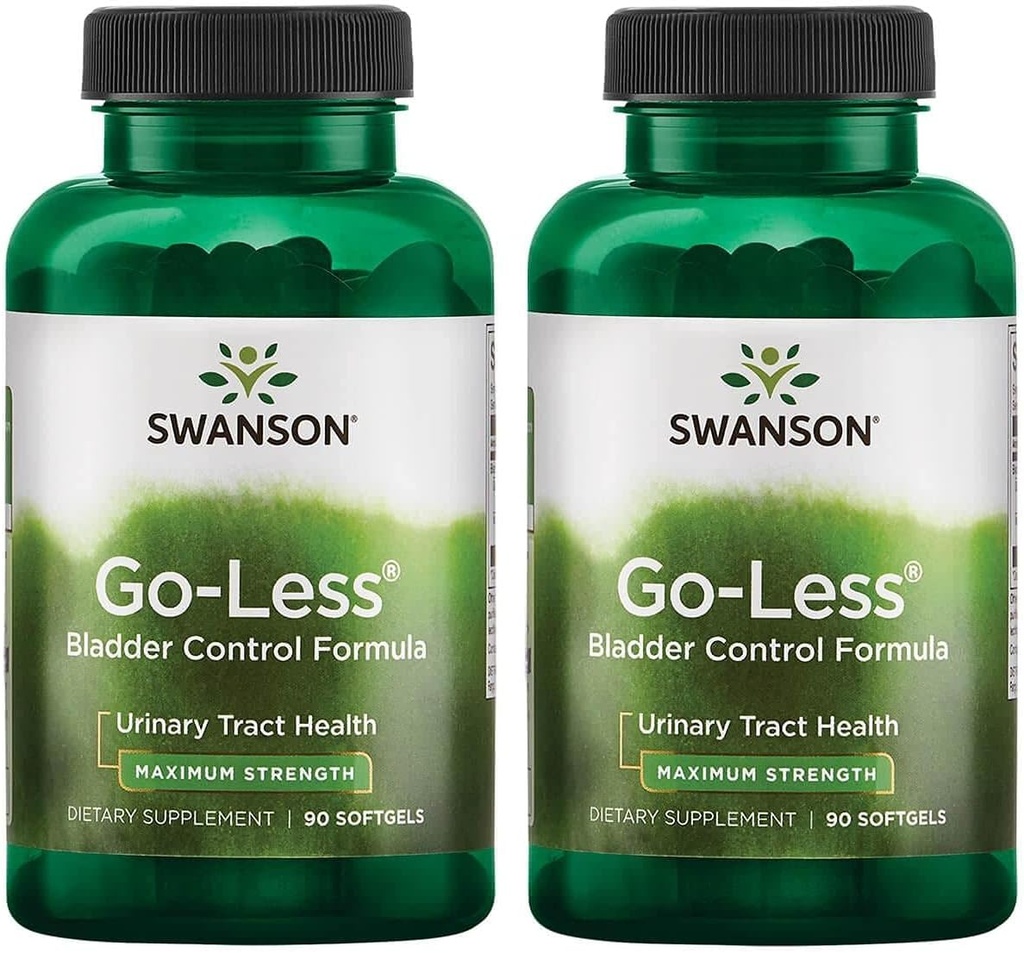 Swanson Go-Less Bladder Control Formula - Promotes Urinary Tract Health and Healthy Bladder Support - Natürliche Ergänzung für Erwachsene mit Kürbis Seed Extract - (90 Softgels) 2 Pack